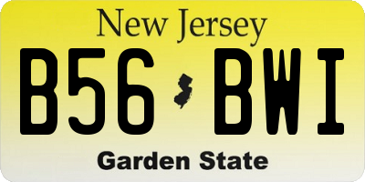 NJ license plate B56BWI