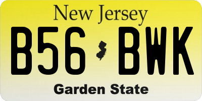 NJ license plate B56BWK