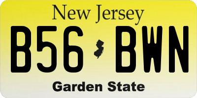 NJ license plate B56BWN