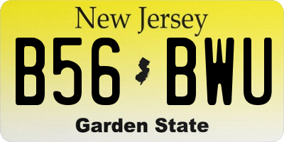 NJ license plate B56BWU