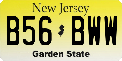 NJ license plate B56BWW