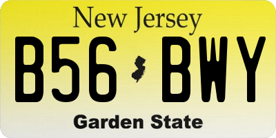 NJ license plate B56BWY