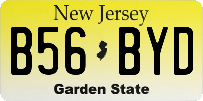 NJ license plate B56BYD
