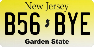 NJ license plate B56BYE