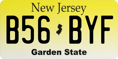 NJ license plate B56BYF
