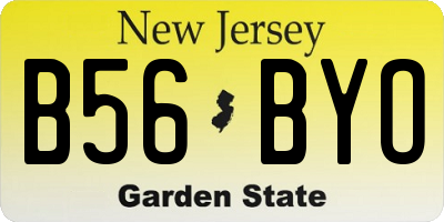 NJ license plate B56BYO