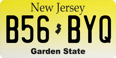 NJ license plate B56BYQ