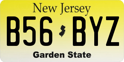 NJ license plate B56BYZ