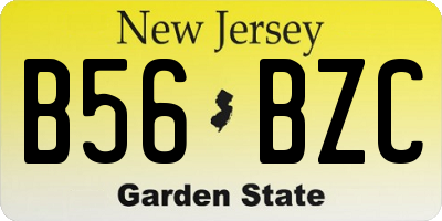 NJ license plate B56BZC