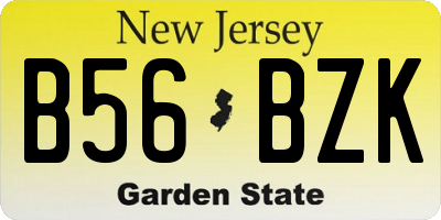 NJ license plate B56BZK