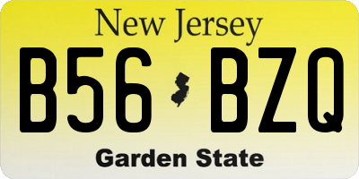 NJ license plate B56BZQ