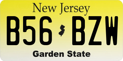 NJ license plate B56BZW