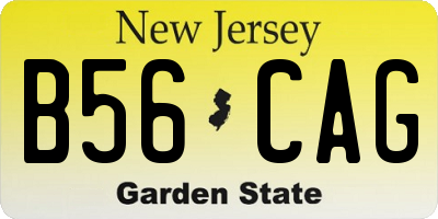 NJ license plate B56CAG