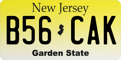NJ license plate B56CAK