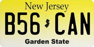 NJ license plate B56CAN