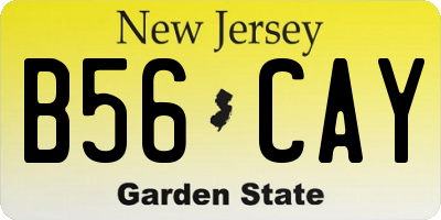 NJ license plate B56CAY
