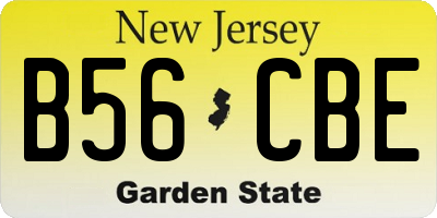 NJ license plate B56CBE