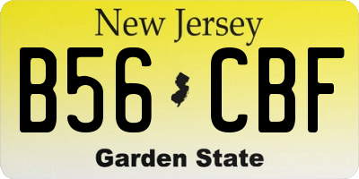 NJ license plate B56CBF