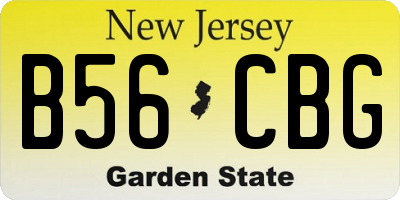 NJ license plate B56CBG