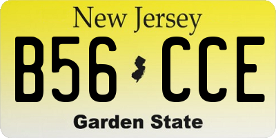 NJ license plate B56CCE