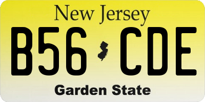 NJ license plate B56CDE