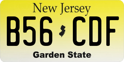 NJ license plate B56CDF