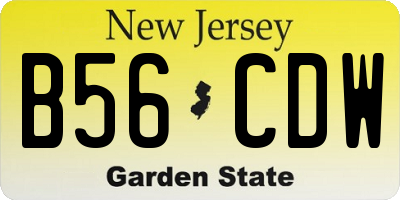 NJ license plate B56CDW