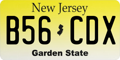 NJ license plate B56CDX