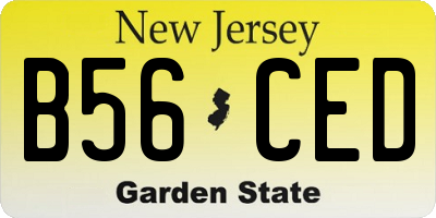 NJ license plate B56CED
