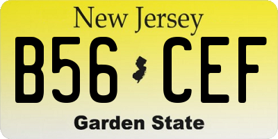 NJ license plate B56CEF
