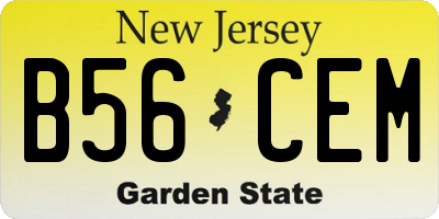 NJ license plate B56CEM