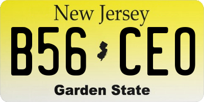 NJ license plate B56CEO