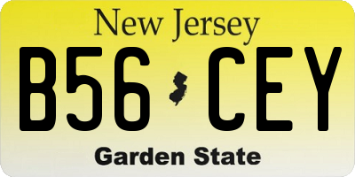 NJ license plate B56CEY