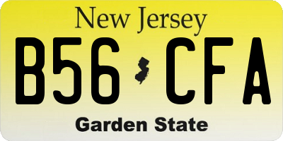 NJ license plate B56CFA