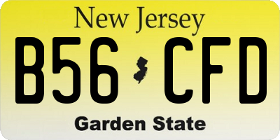 NJ license plate B56CFD