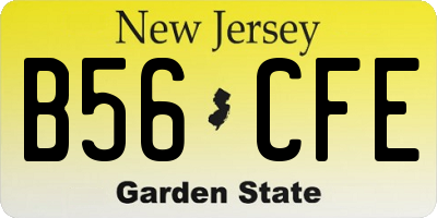 NJ license plate B56CFE