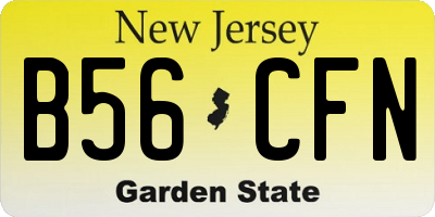 NJ license plate B56CFN