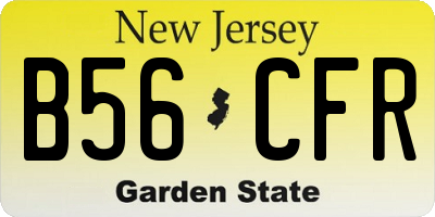 NJ license plate B56CFR