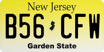 NJ license plate B56CFW