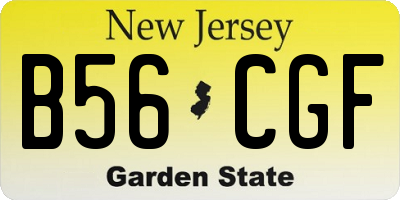 NJ license plate B56CGF