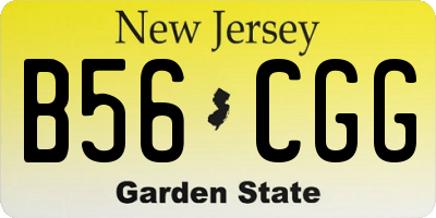 NJ license plate B56CGG