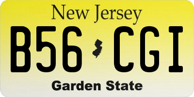 NJ license plate B56CGI