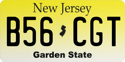 NJ license plate B56CGT
