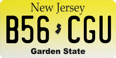NJ license plate B56CGU