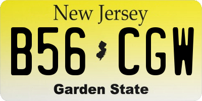 NJ license plate B56CGW