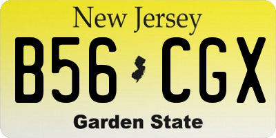 NJ license plate B56CGX