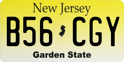 NJ license plate B56CGY