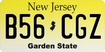 NJ license plate B56CGZ