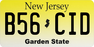 NJ license plate B56CID