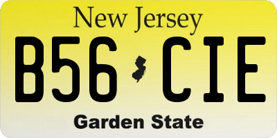 NJ license plate B56CIE